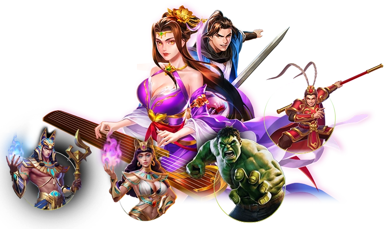 多款遊戲角色集合的人物視覺插圖